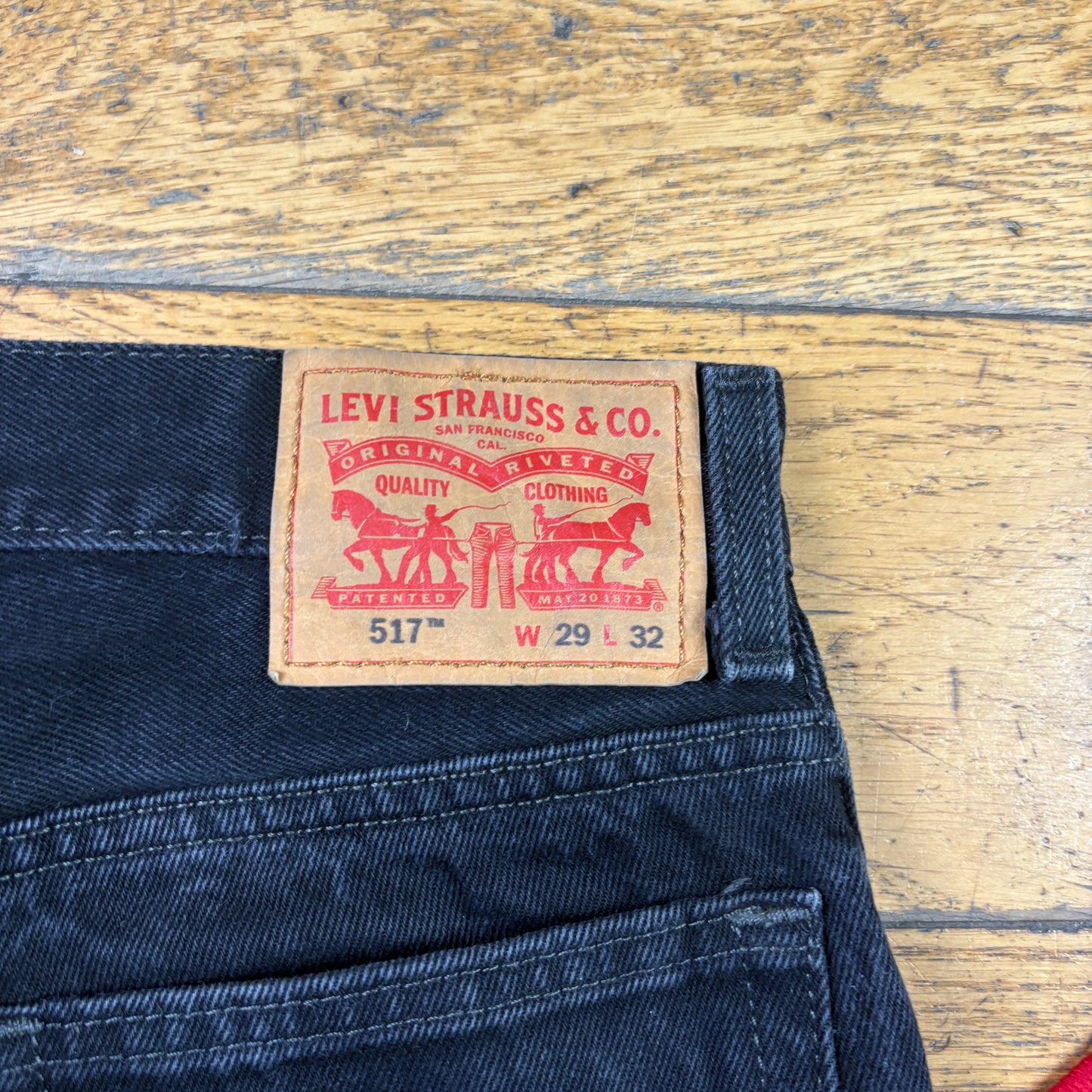 Vintage Levis 517 Slim Bootcut Black Denim Jeans - 29