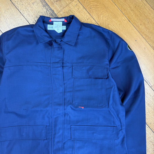 Vintage French Chore Workwear Jacket Blue Overcoat - L