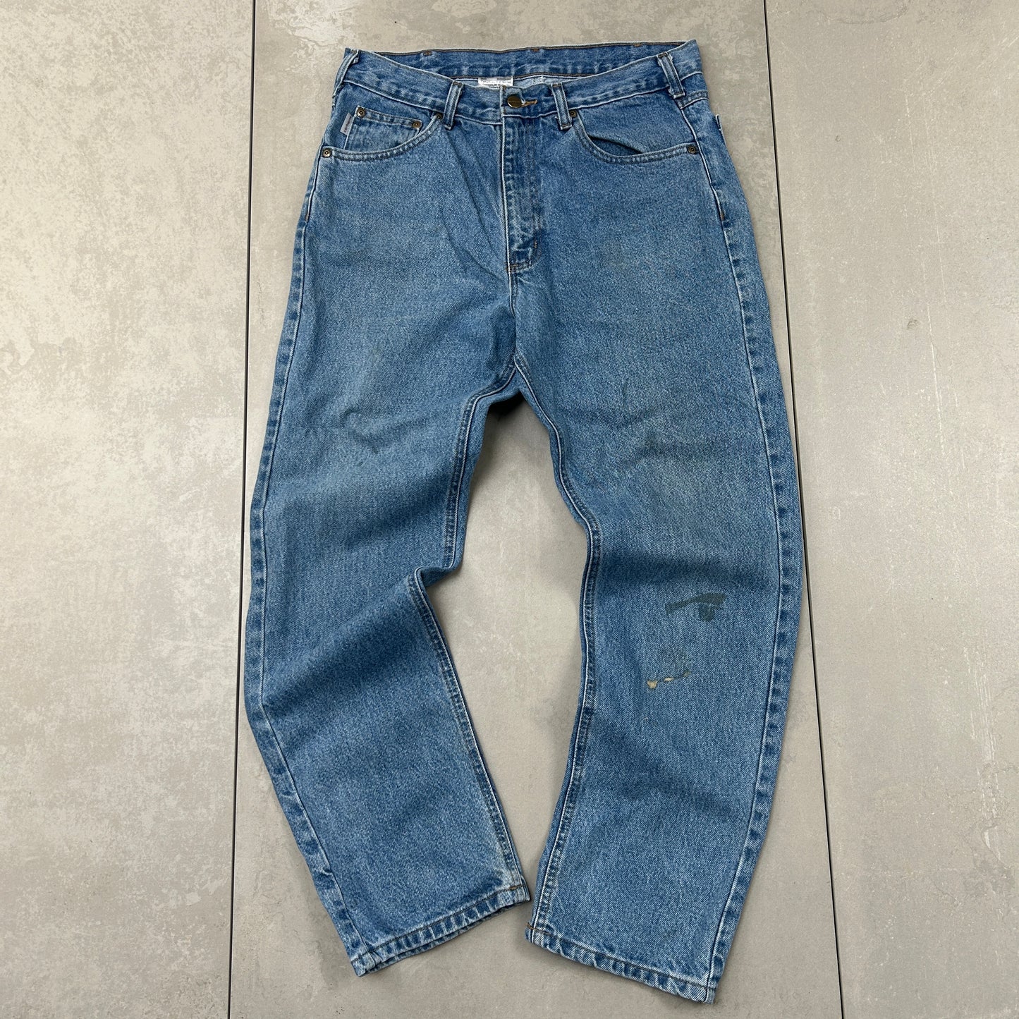 Vintage Carhartt Workwear Carpenter Baggy Blue Jeans - 33