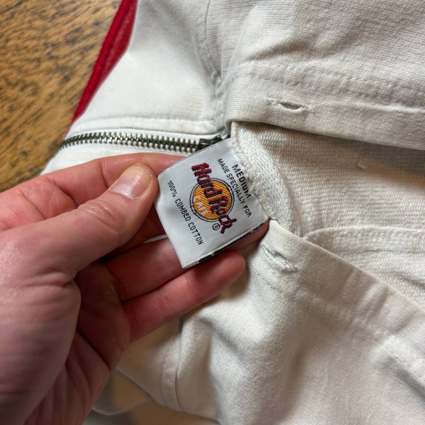 Vintage Hard Rock Cafe White Embroidered Hoodie Sweatshirt - M