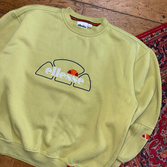 Vintage 90s Ellesse Green Embroidered Boxy Sweatshirt - M
