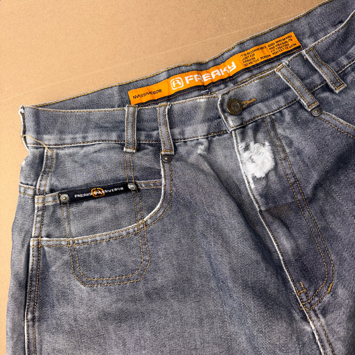 Freaky Massive Bob Embroidered Skate Hip Hop Y2K Baggy Jeans - 34S