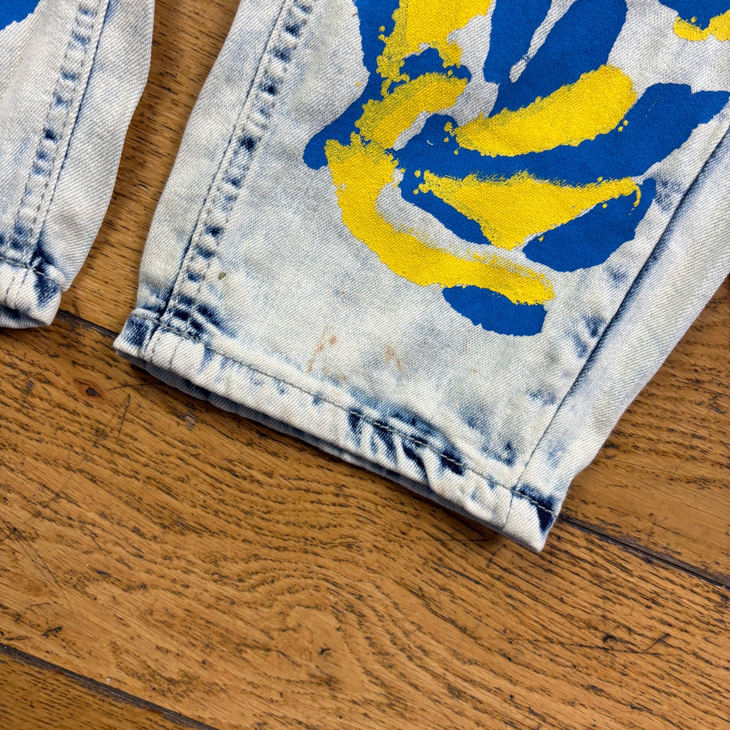 Vintage Bleached Blue Y2K Hip Hop Skinny Jeans - 34