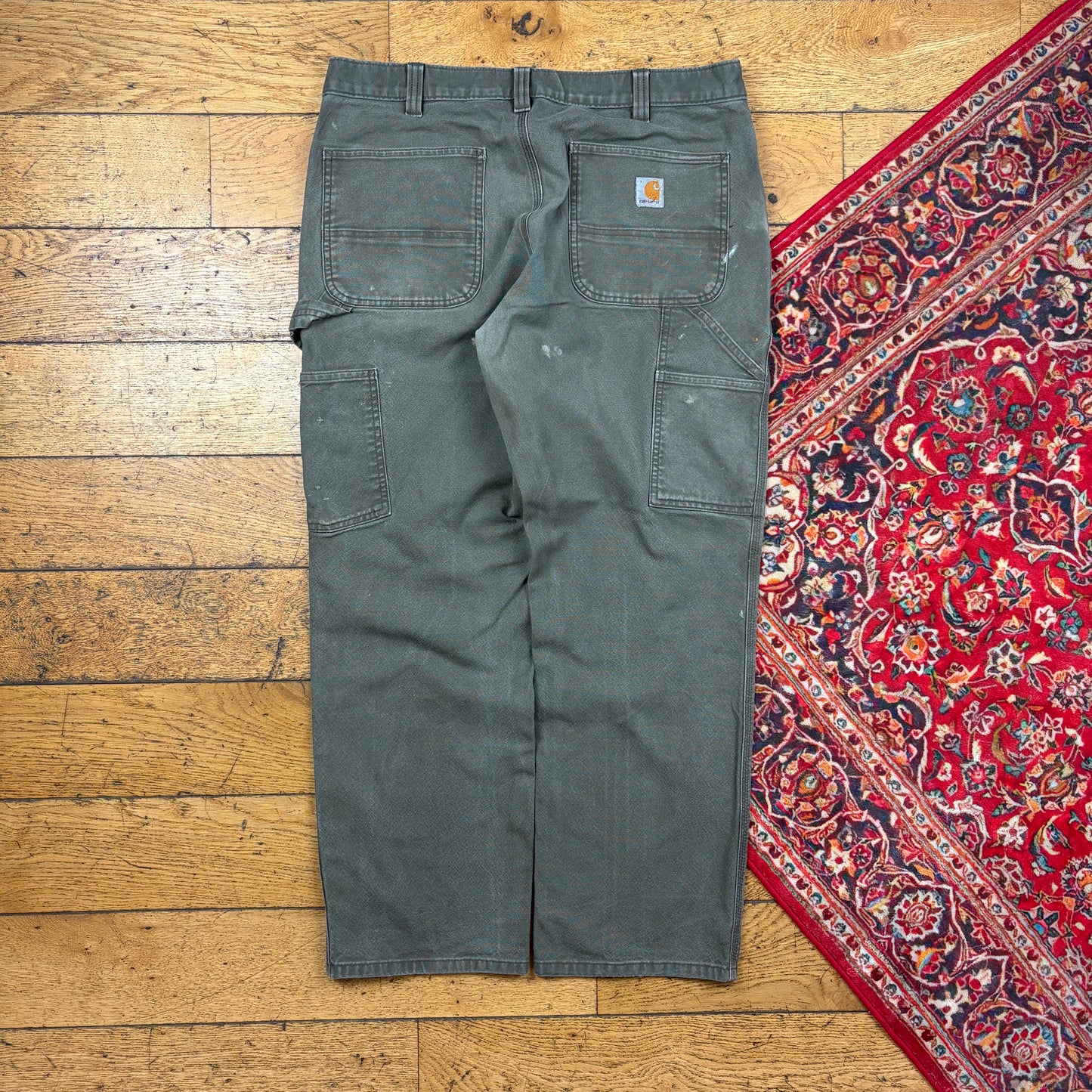 Vintage Carhartt Green Workwear Carpenter Baggy Trousers - 36