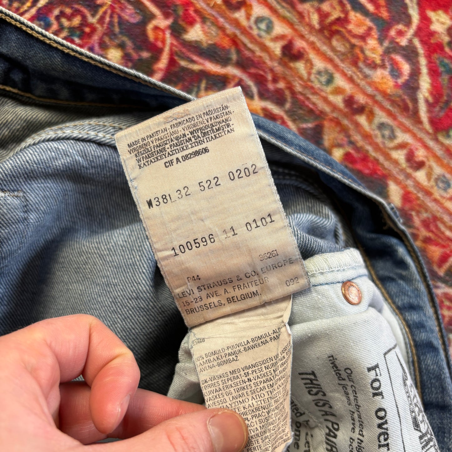 Vintage Levis 522 Slim Blue Denim Jeans - 38R