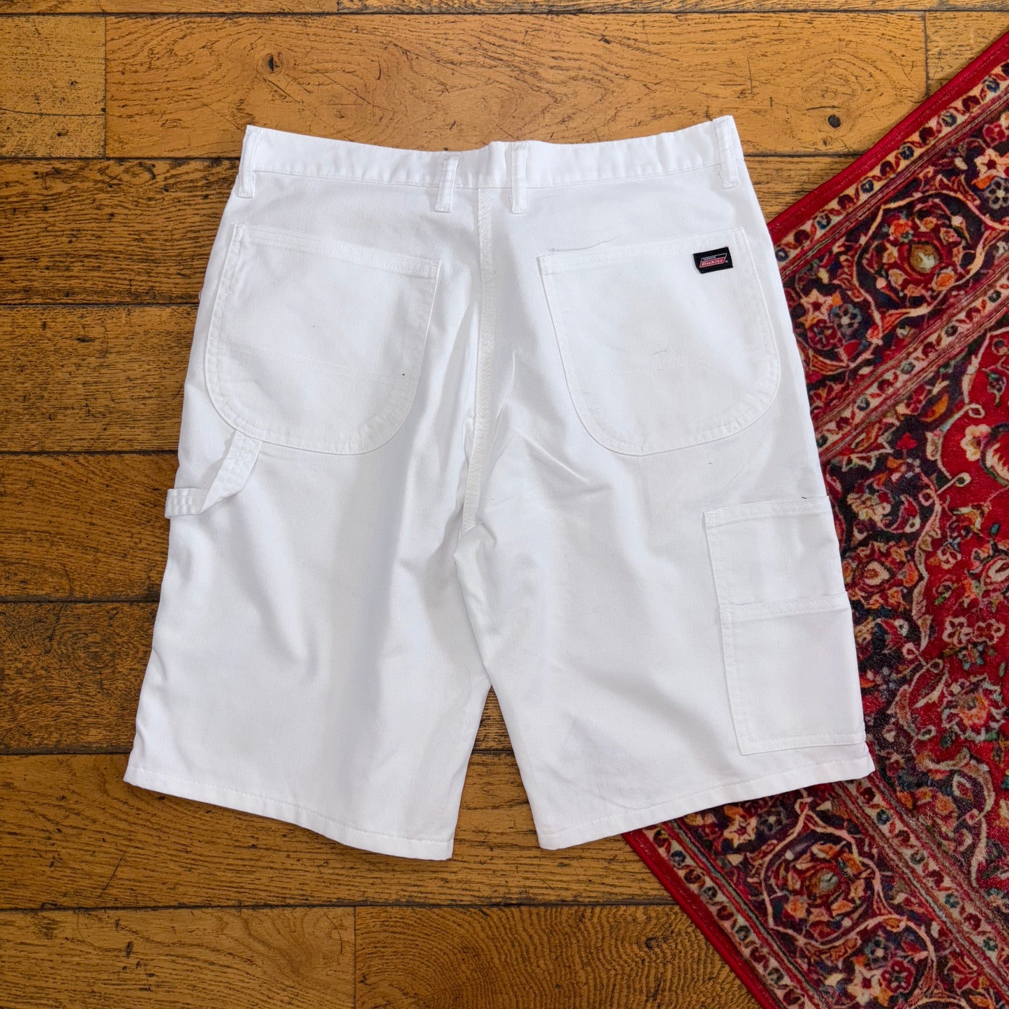 Vintage Dickies Workwear Carpenter White Baggy Shorts - 34
