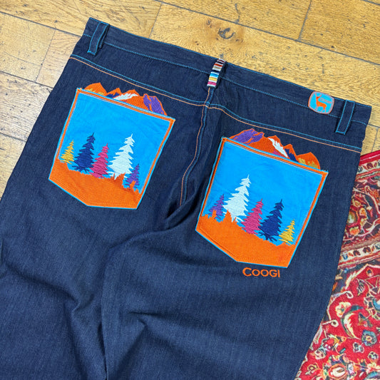 Vintage Coogi Blue Embroidered Y2K Hip Hop Baggy Jeans - 48