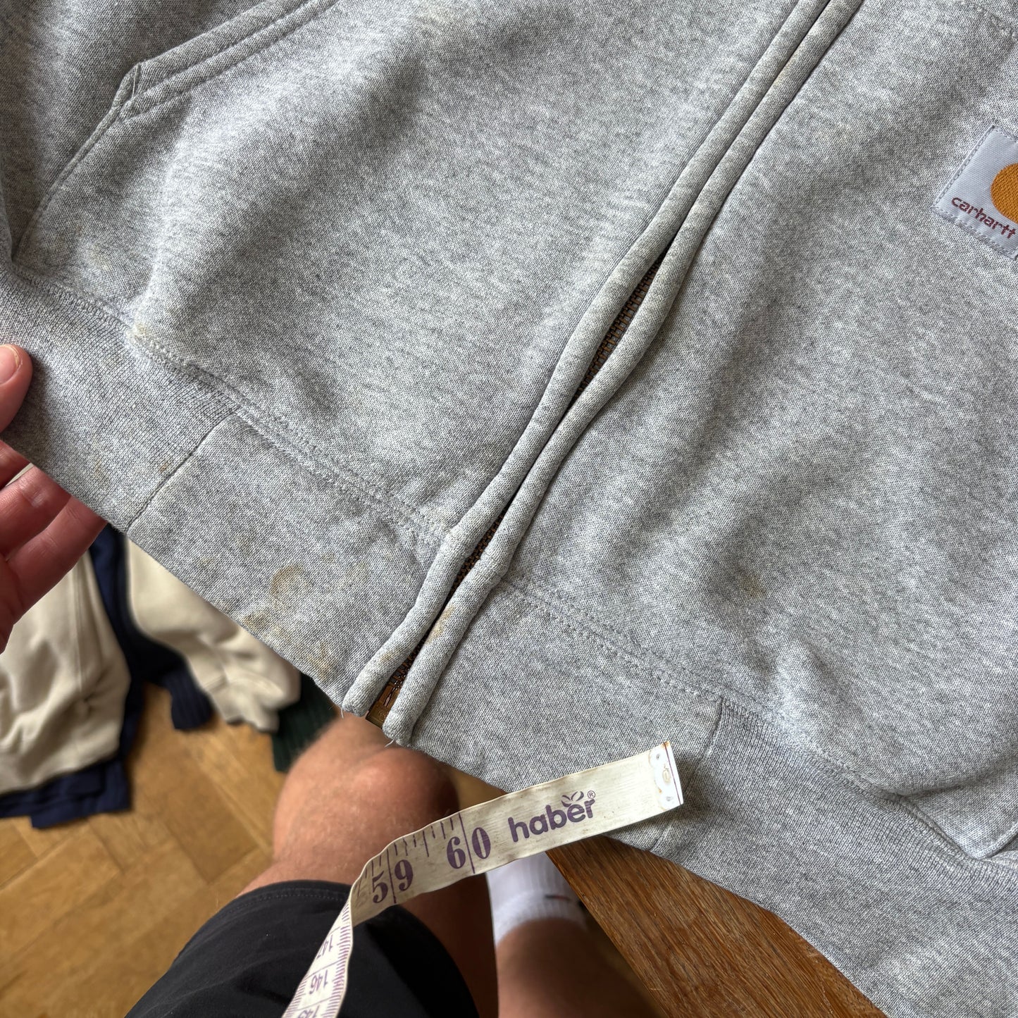 Vintage Carhartt Grey Zip Hoodie Sweatshirt - L
