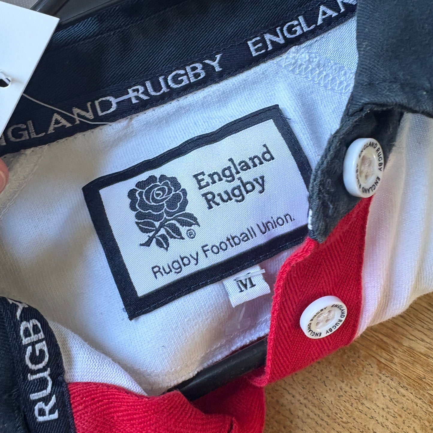 Vintage England White Womens Rugby Long Sleeve Polo Shirt - M