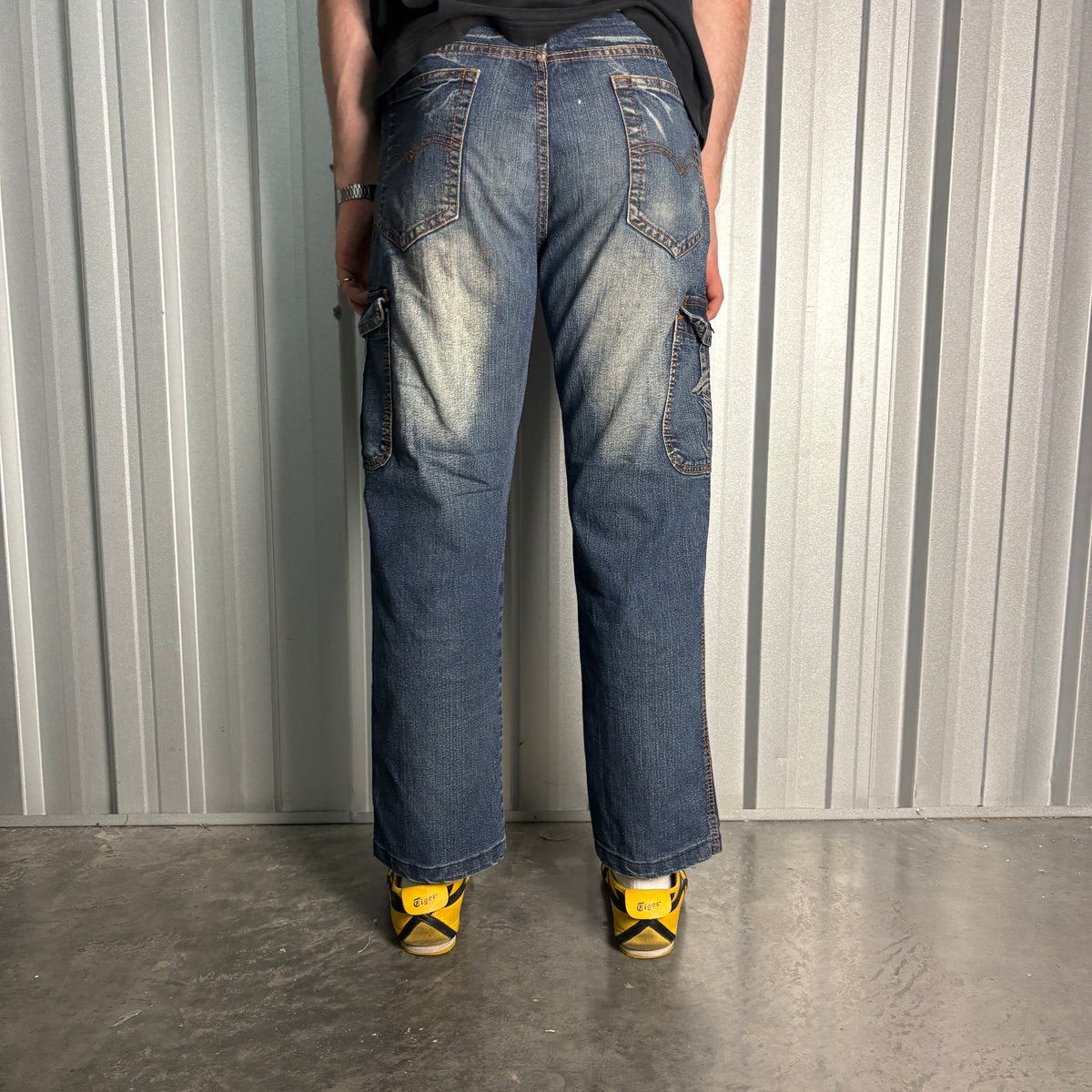Embroidered Scorpion Blue Cargo Japanese Denim Hip Hop Y2K Baggy Jeans - 32S