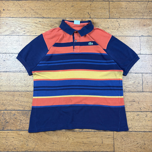 Vintage Lacoste Navy Orange Stripe Polo T-Shirt - XL