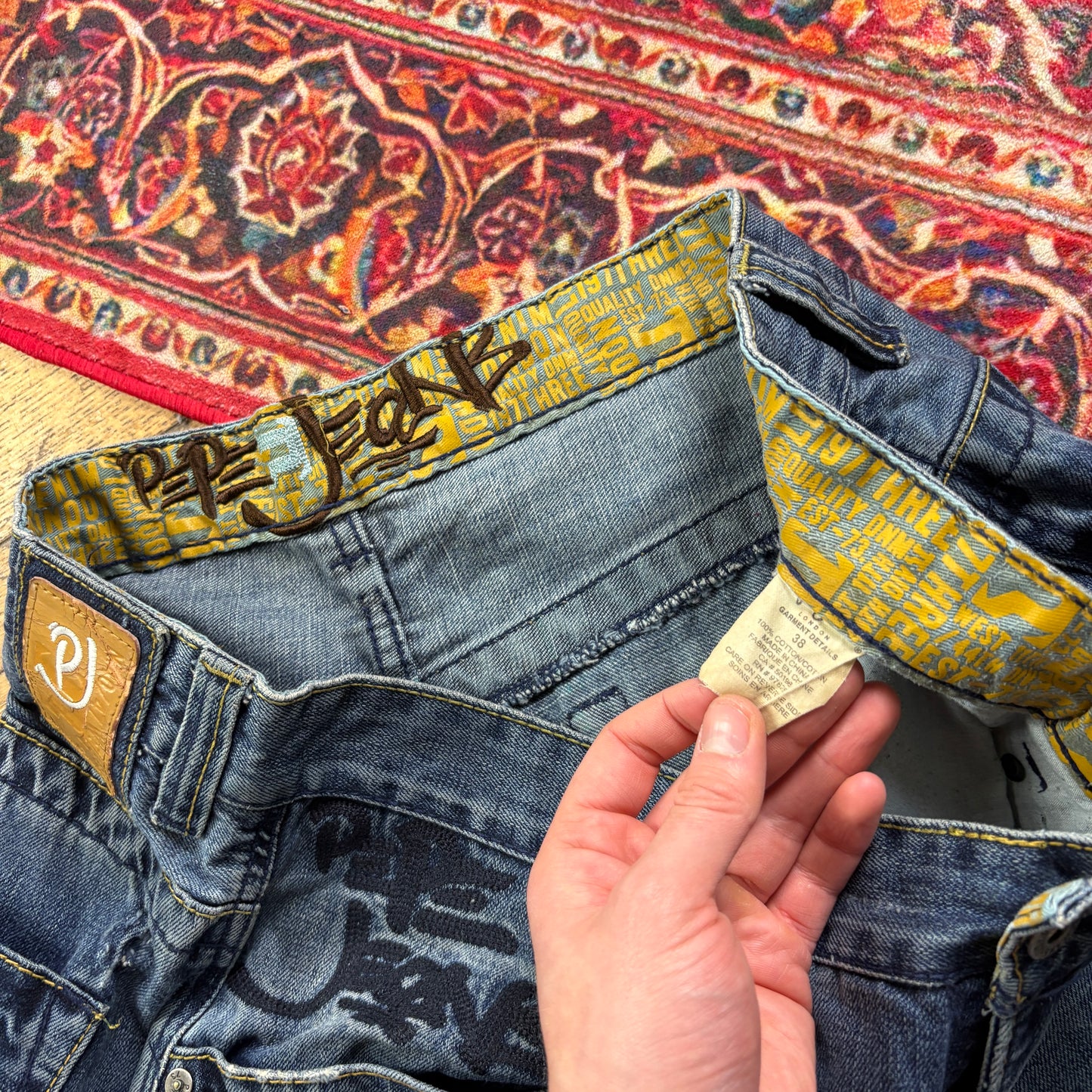 Vintage Pepe Jeans Blue Embroidered Y2K Hip Hop Baggy Jeans - 40