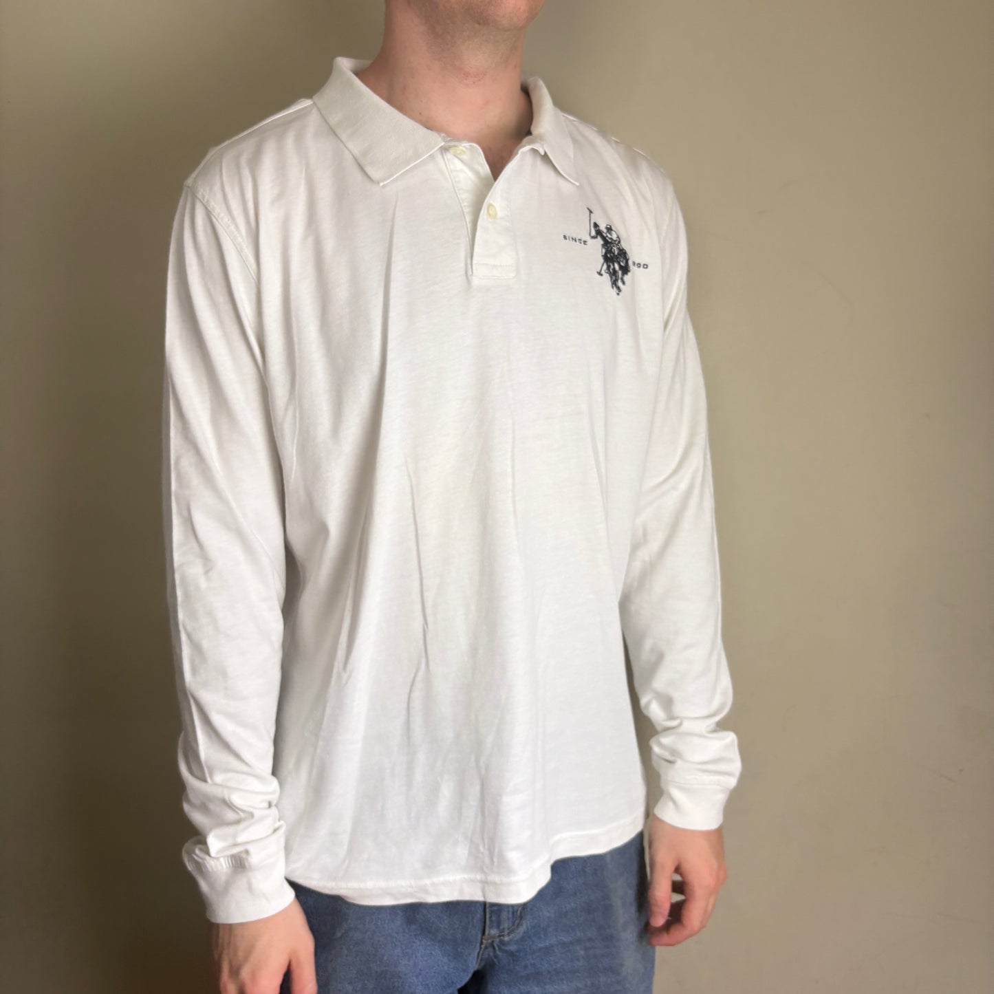 Vintage US Polo ASSN Big Pony White Rugby Polo Shirt - XL