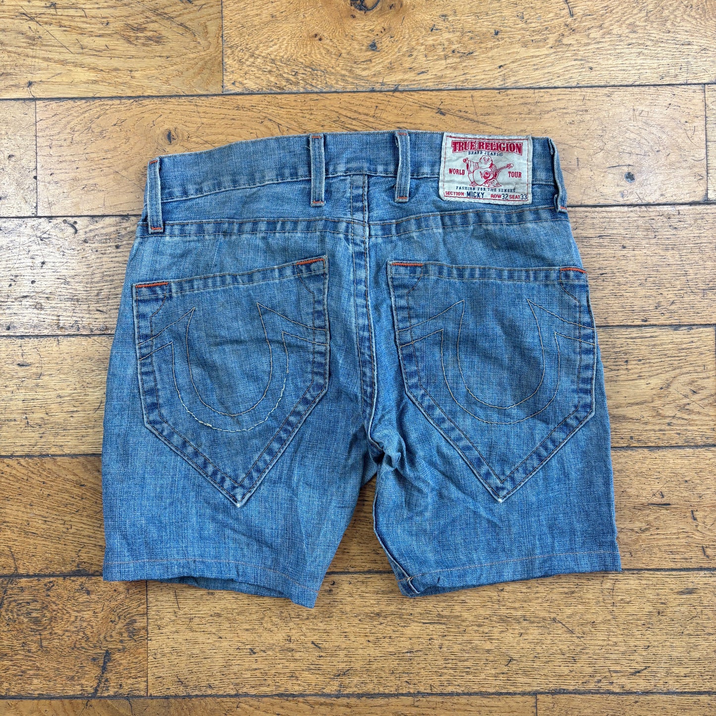 Vintage True Religion Blue Embroidered Y2K Shorts Jorts - 34