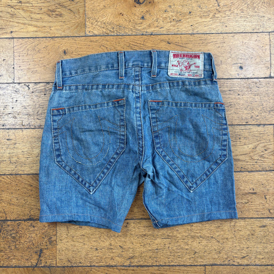 Vintage True Religion Blue Embroidered Y2K Shorts Jorts - 34