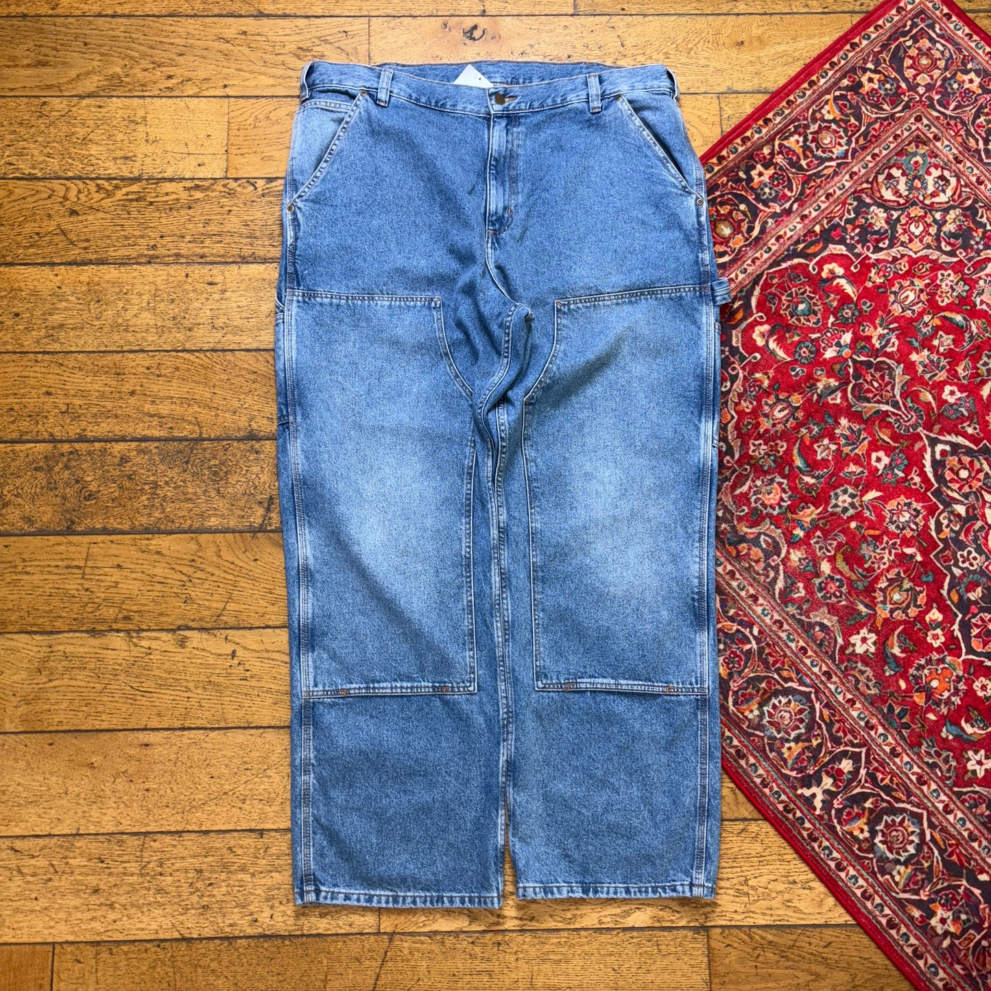 New Carhartt Double Knee Carpenter Baggy Blue Jeans - 42R