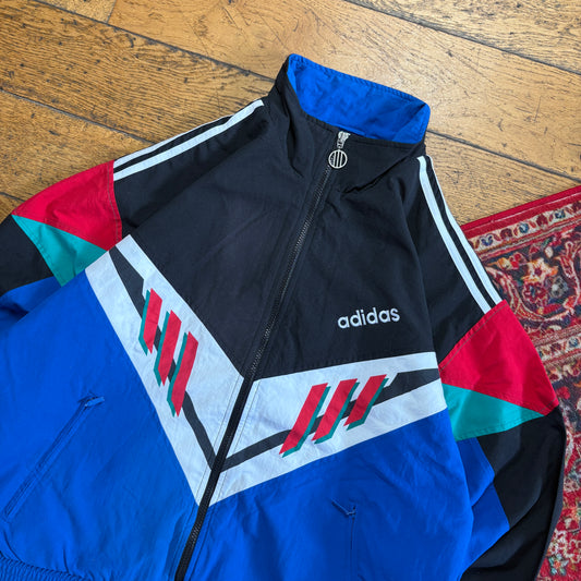 Vintage Adidas Black Blue Tracksuit Track Shell Windbreaker Jacket - L