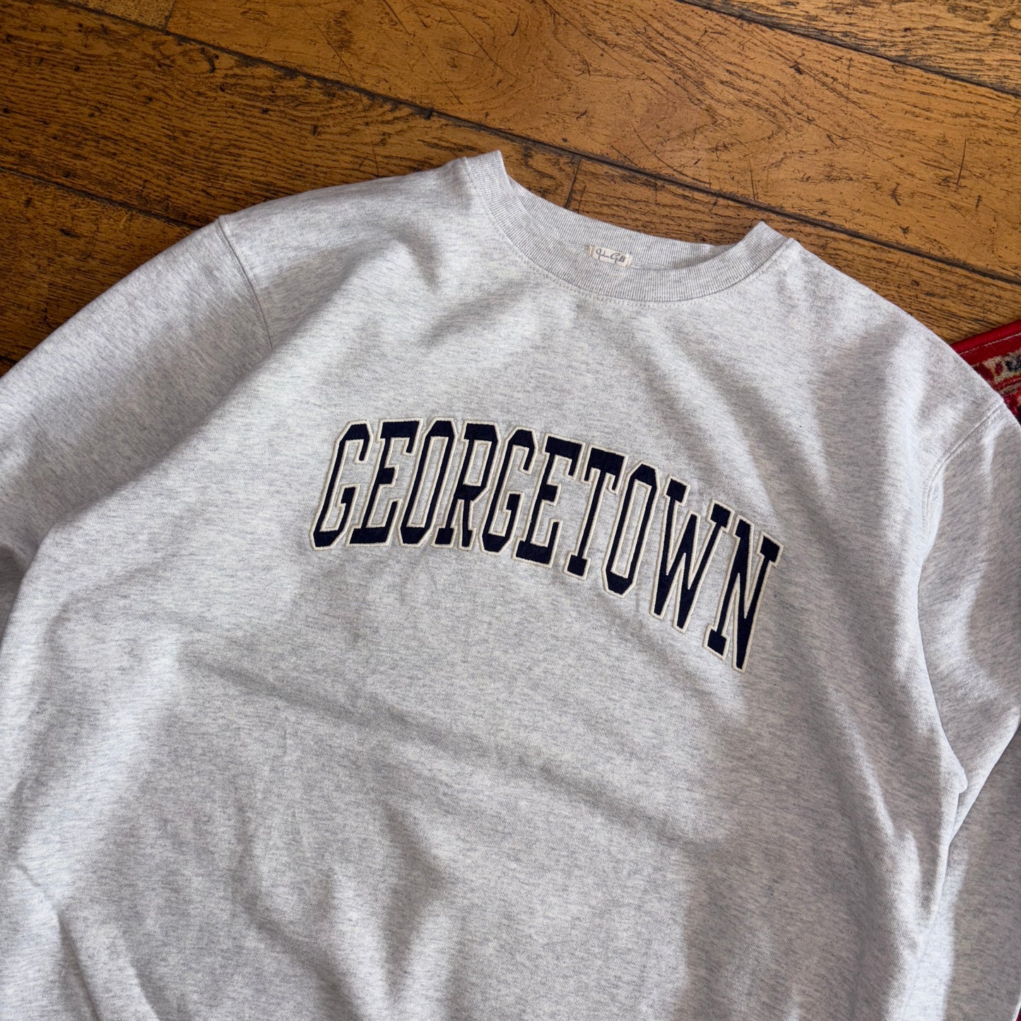 Vintage Georgetown College Grey Boxy Embroidered Sweatshirt - XL