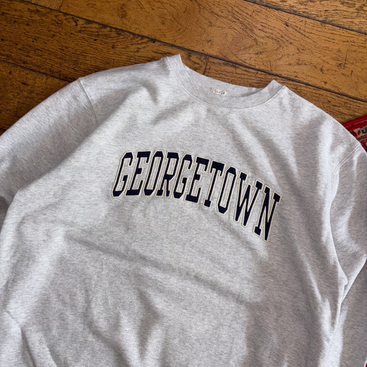 Vintage Georgetown College Grey Boxy Embroidered Sweatshirt - XL