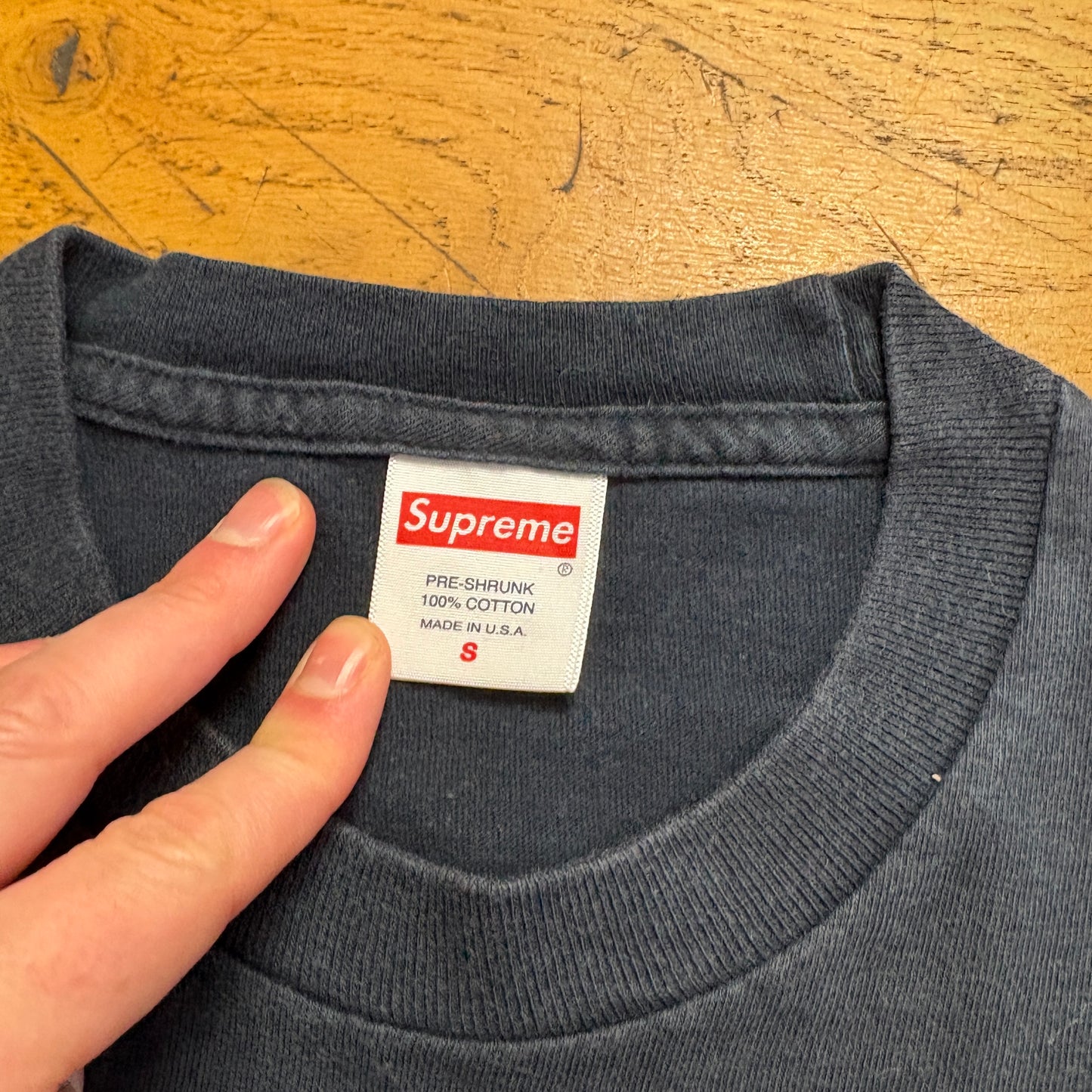 Vintage Supreme Dark Navy Spellout Graphic T-Shirt - XS