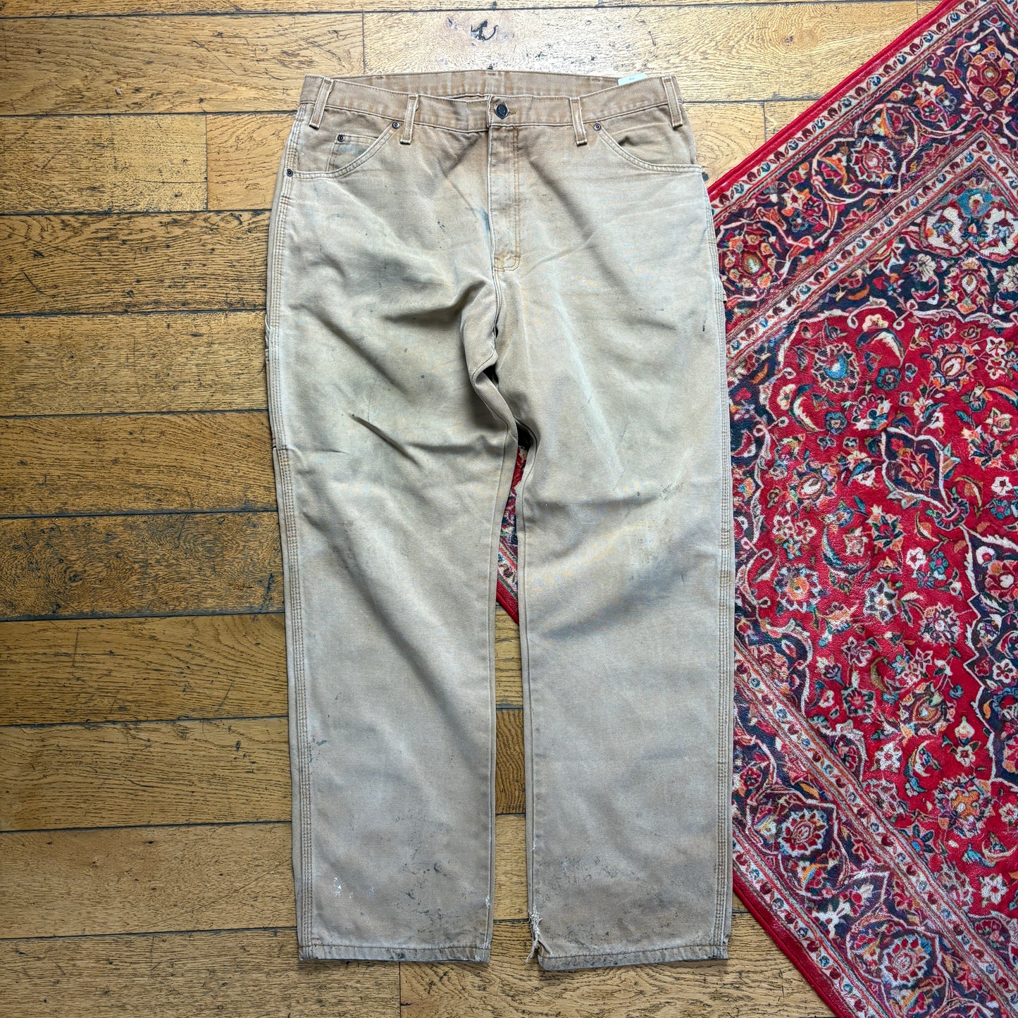 Vintage Dickies Workwear Carpenter Baggy Brown Trousers - 38R