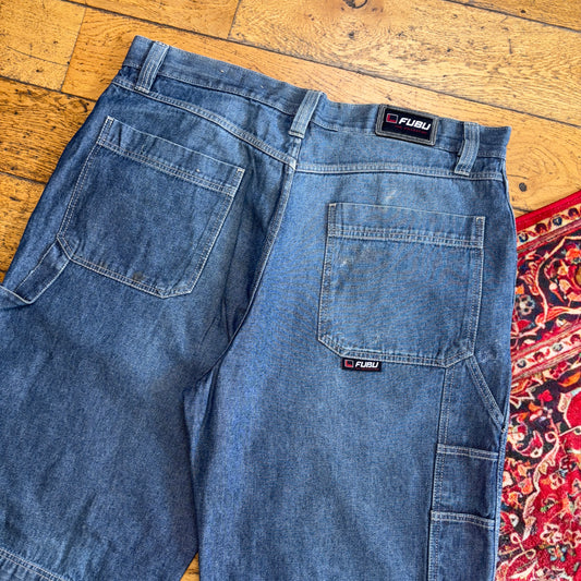 Vintage FUBU Embroidered Hip Hop Blue Baggy Shorts Jorts - 42