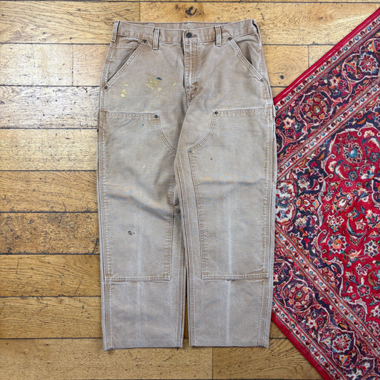 Vintage Carhartt Brown Double Knee Workwear Carpenter Baggy Trousers - 33