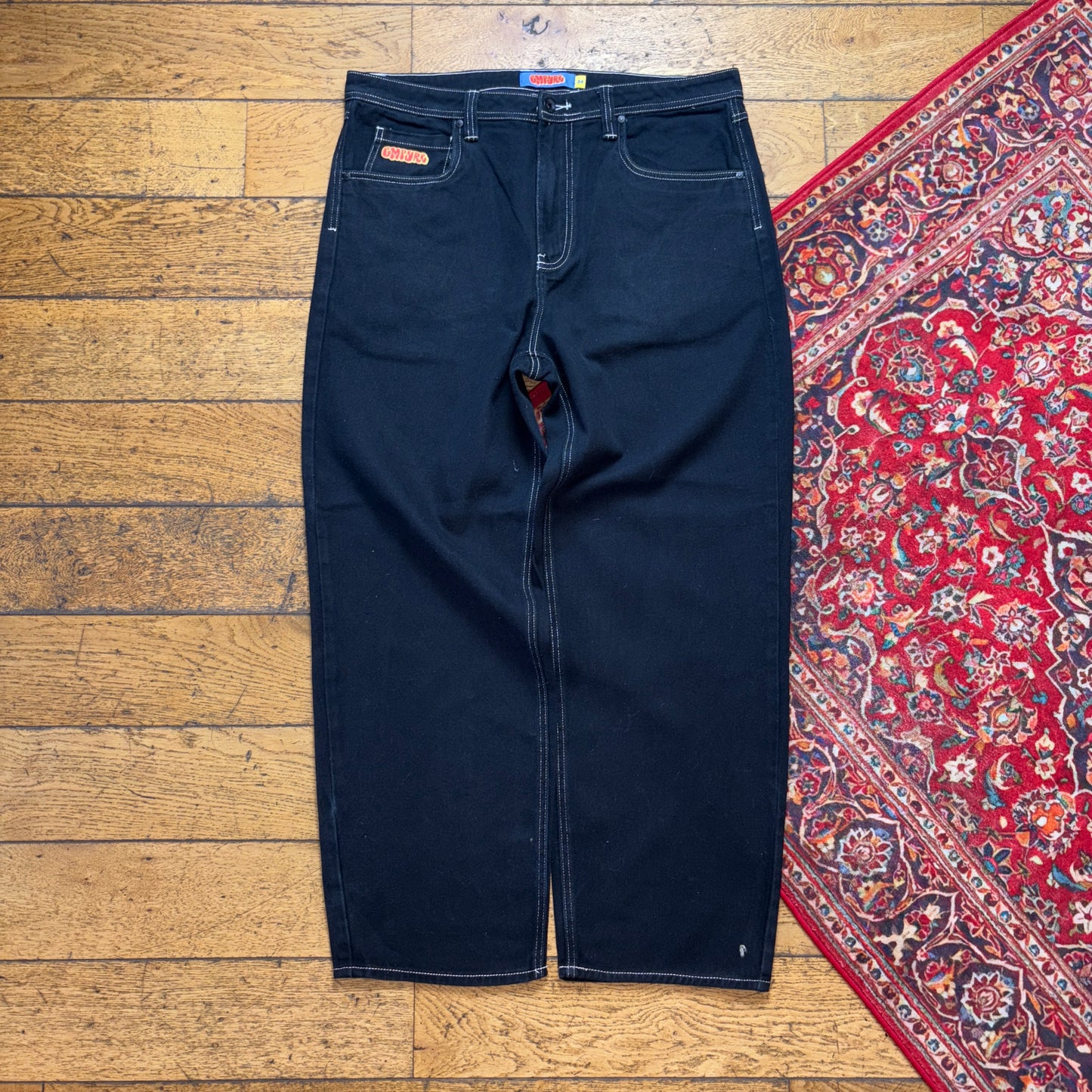 Vintage Empyre Black Skate Embroidered Y2K Hip Hop Baggy Jeans - 38S
