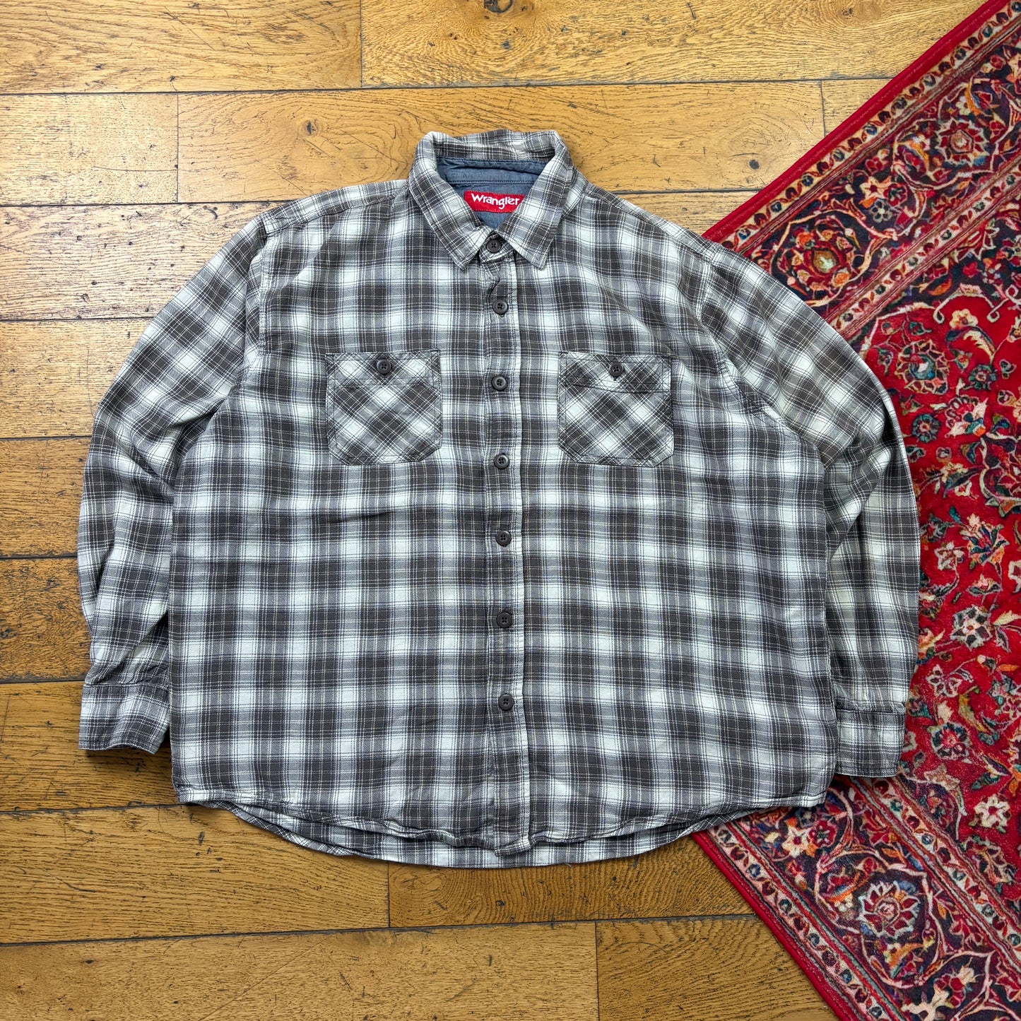 Vintage Wrangler Grey Brown Check Shirt - XL