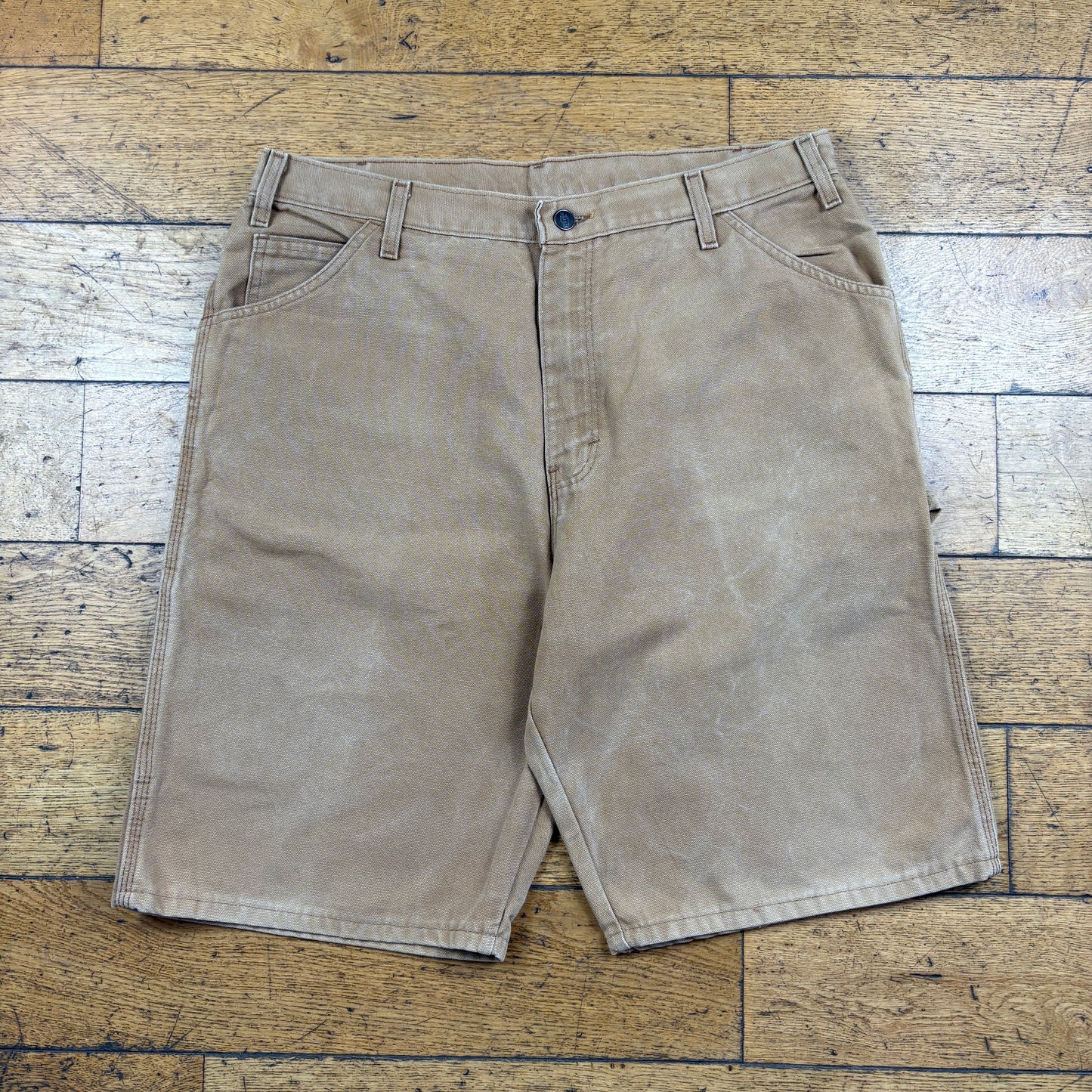 Vintage Dickies Workwear Carpenter Brown Baggy Shorts - 36