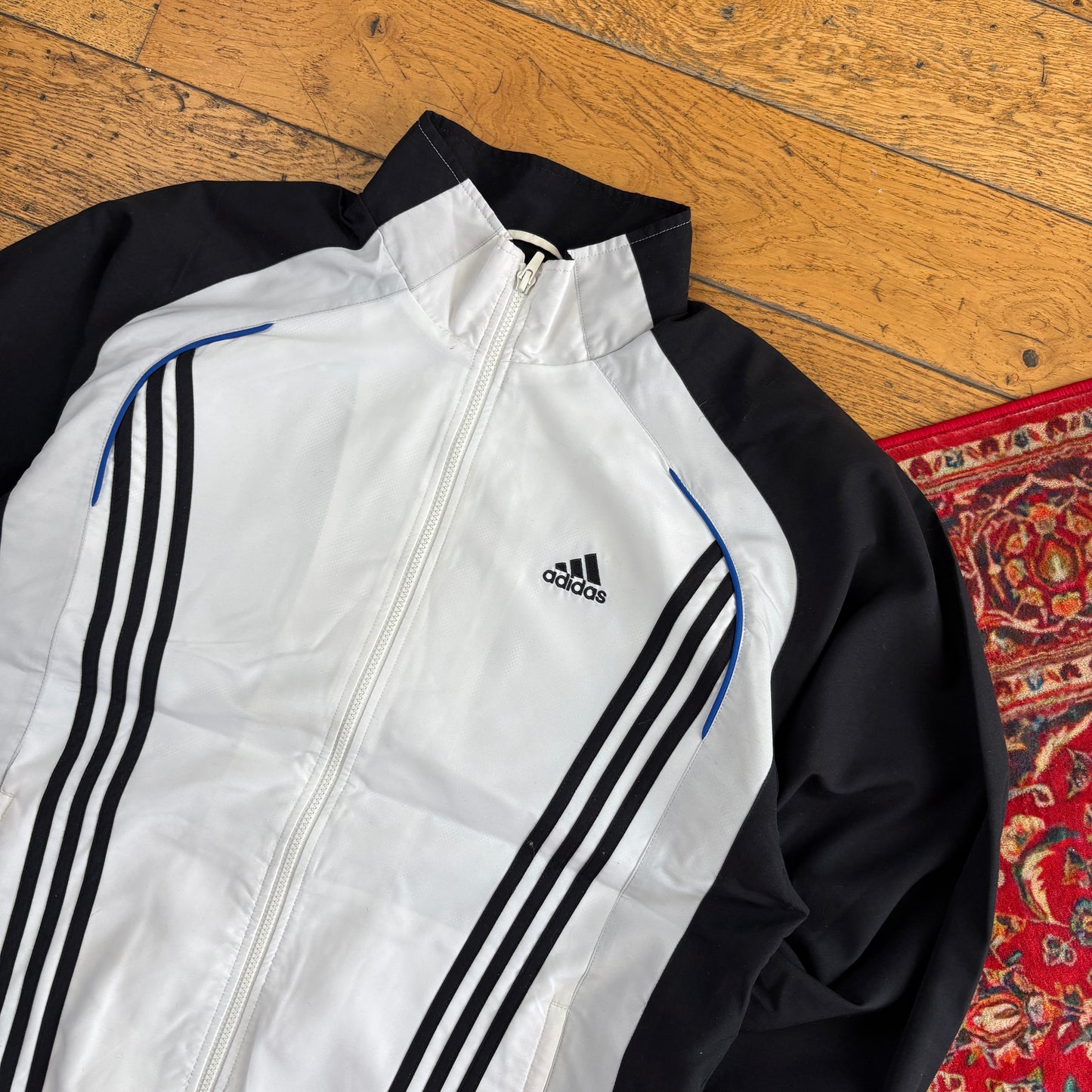 Vintage Adidas Black White Tracksuit Track Shell Windbreaker Jacket - L