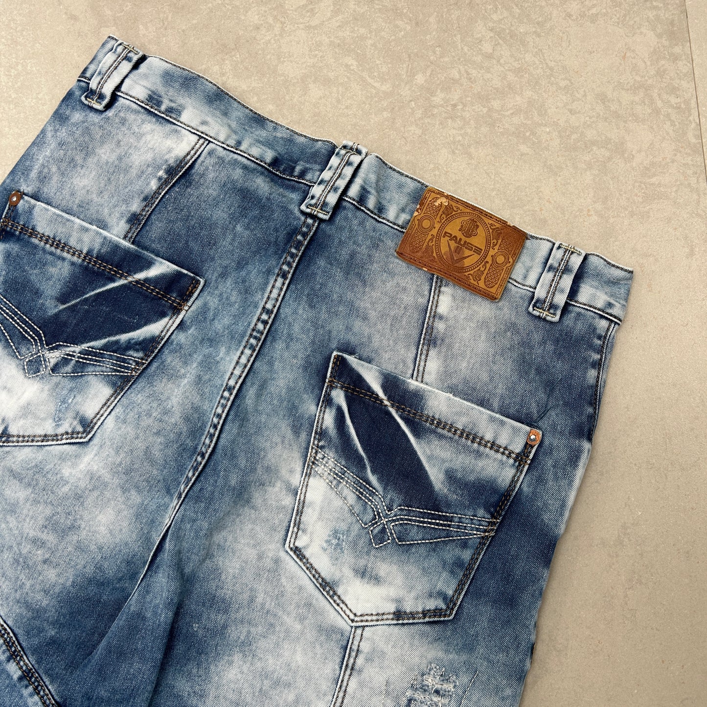 Vintage Embroidered Hip Hop Blue Shorts Jorts - 34