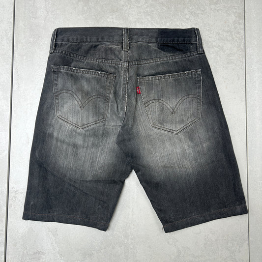 Vintage Levis Slim Black Denim Shorts - 30