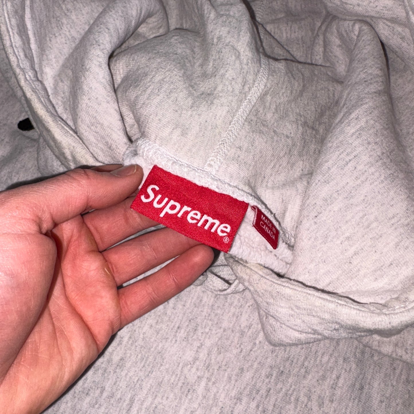 Vintage Supreme Grey Embroidered Hoodie Sweatshirt - XL