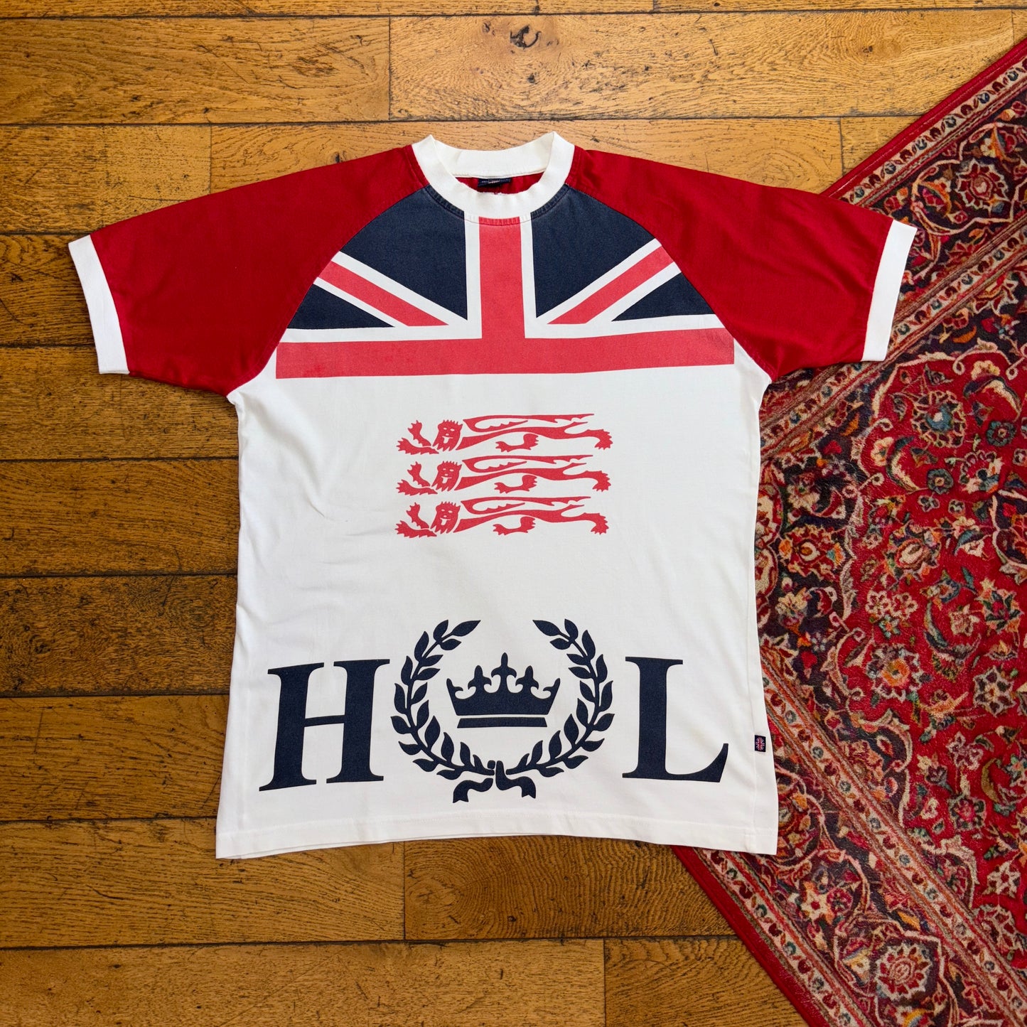 Vintage Henri Lloyd Union Jack White Red UK Graphic T-Shirt - M