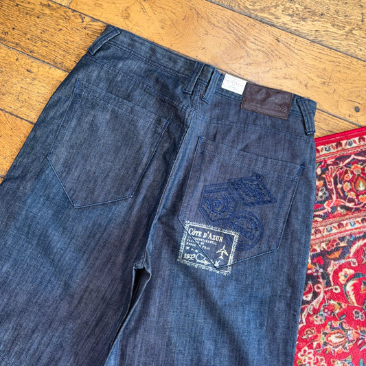 Vintage Phat Farm Y2K Embroidered Blue Hip Hop Baggy Shorts Jorts - 36