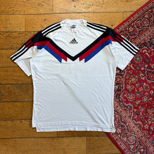 Vintage 90s Adidas Embroidered White T-Shirt - XL