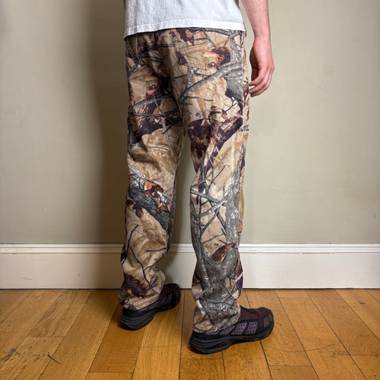 Vintage Real Tree Camo Double Knee Brown Hunting Workwear Trousers - 34R