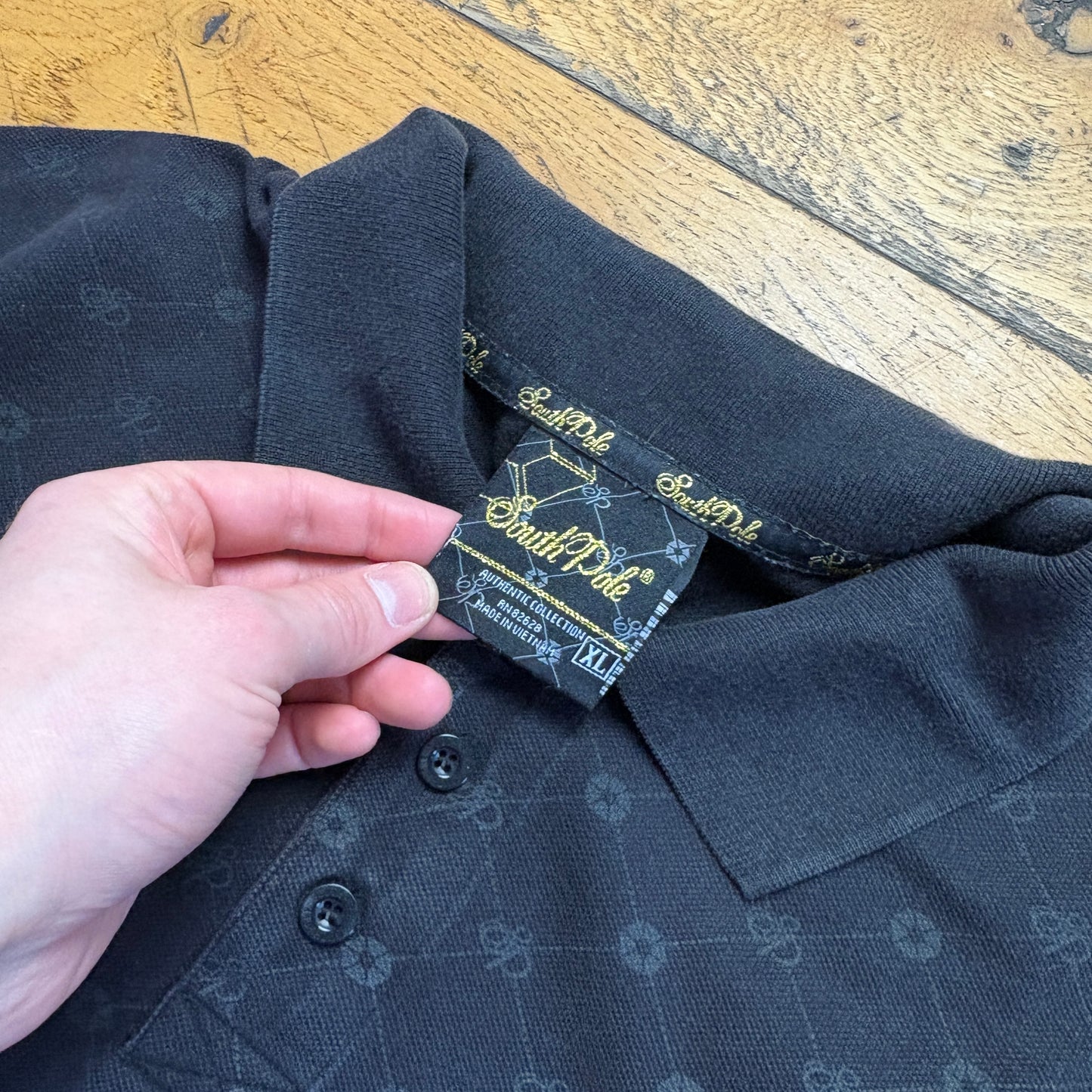 Vintage Southpole Black Monogram Hip Hop Polo Shirt - XL