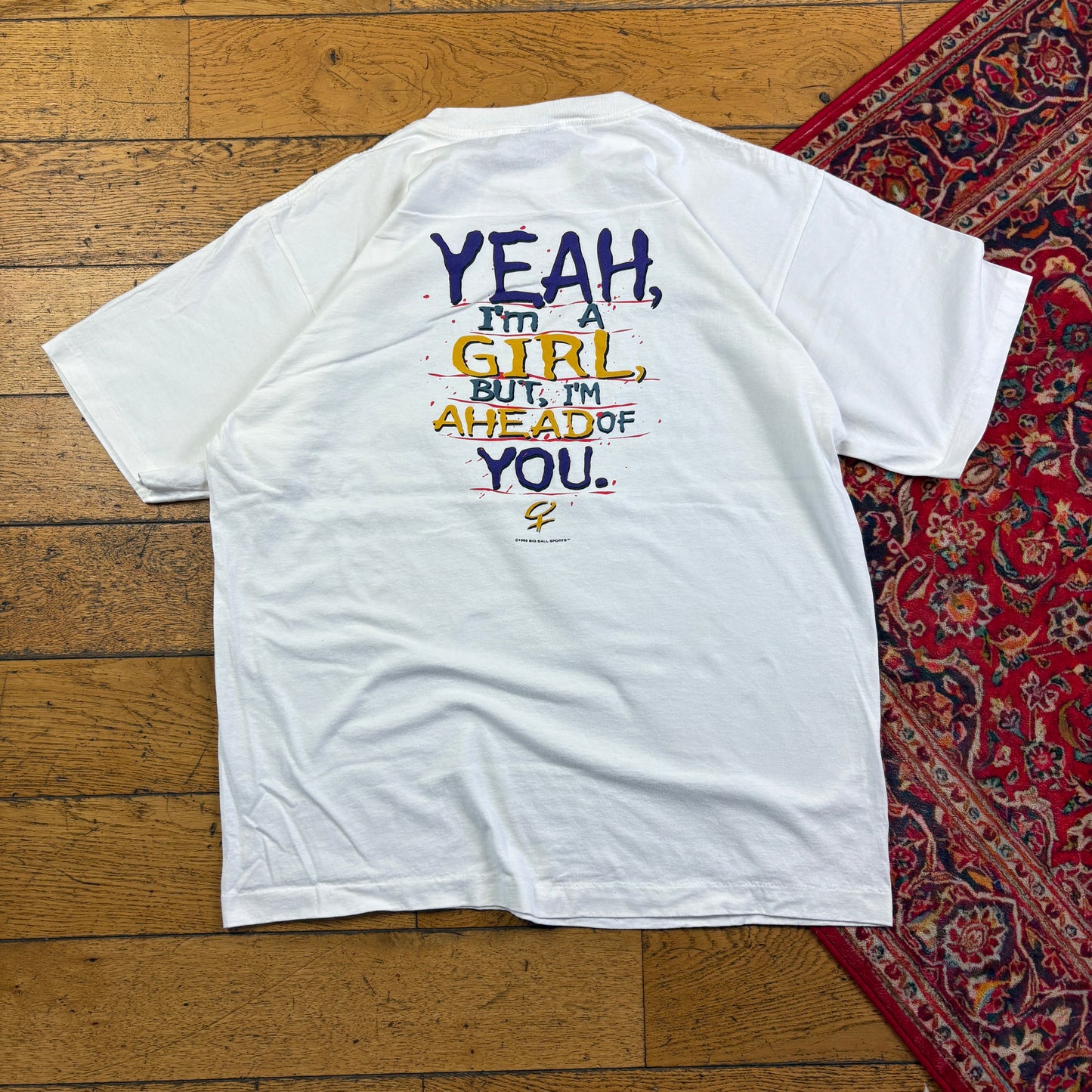 Vintage 1995 Girls Dominate White Funny Single Stitch Graphic T-Shirt - XL