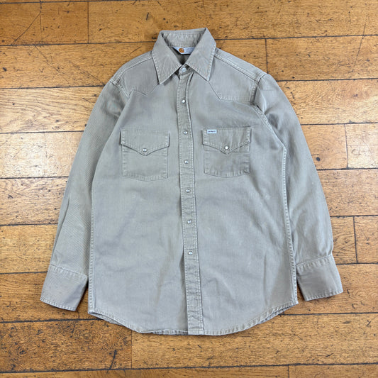 Vintage Carhartt Cream Workwear Cowboy Western Shirt - M