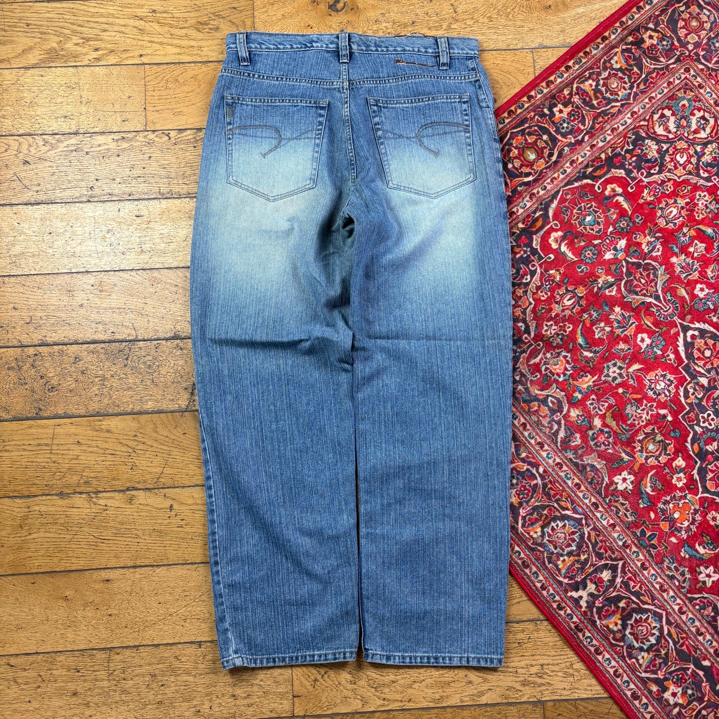 Vintage Paco Blue Embroidered Y2K Hip Hop Baggy Jeans - 36