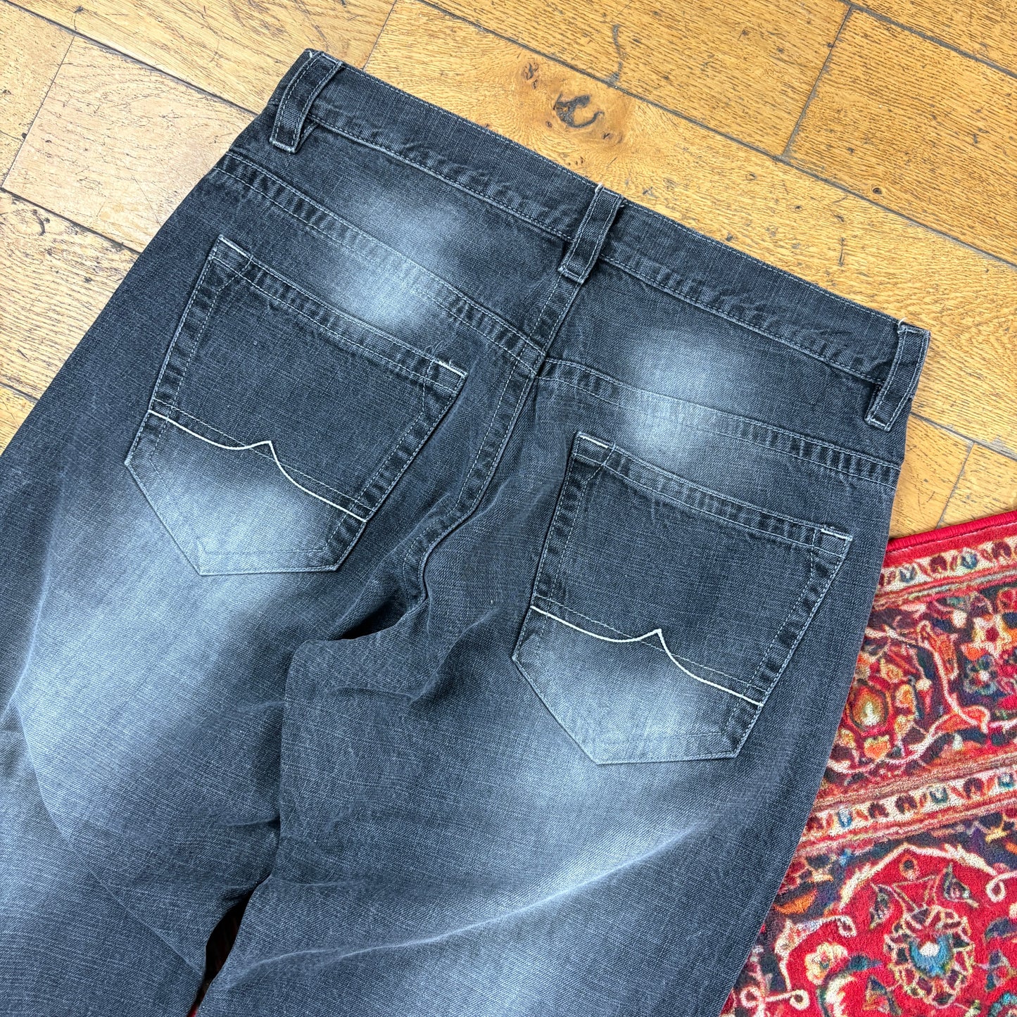 Vintage Avirex Black Embroidered Y2K Hip Hop Baggy Jeans - 39