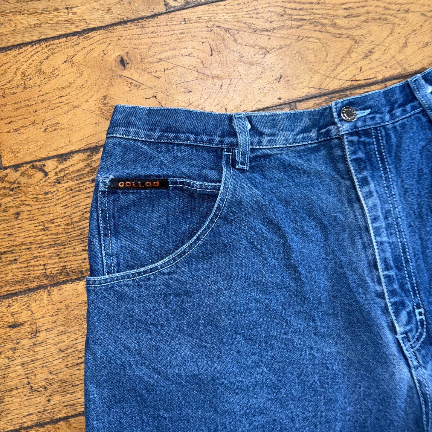 Vintage ooLLaa Blue Y2K Hip Hop Baggy Jeans Shorts Jorts - 38
