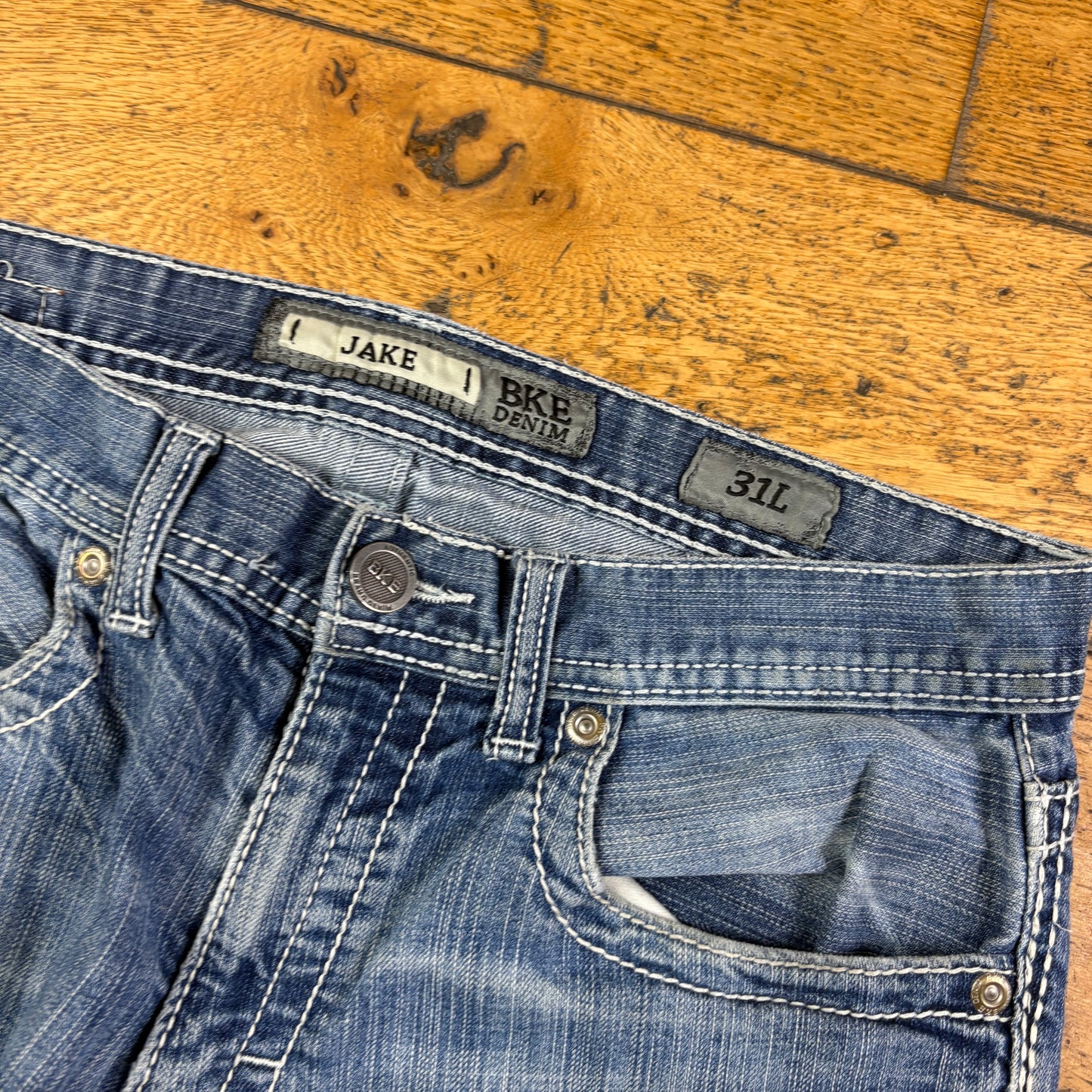 Vintage Blue Embroidered Y2K Hip Hop Baggy Jeans - 34