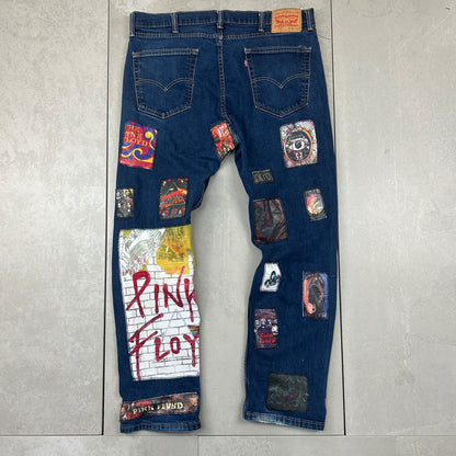 Vintage Levis 501 Pink Floyd Nirvana Blue Denim Straight Jeans - 38