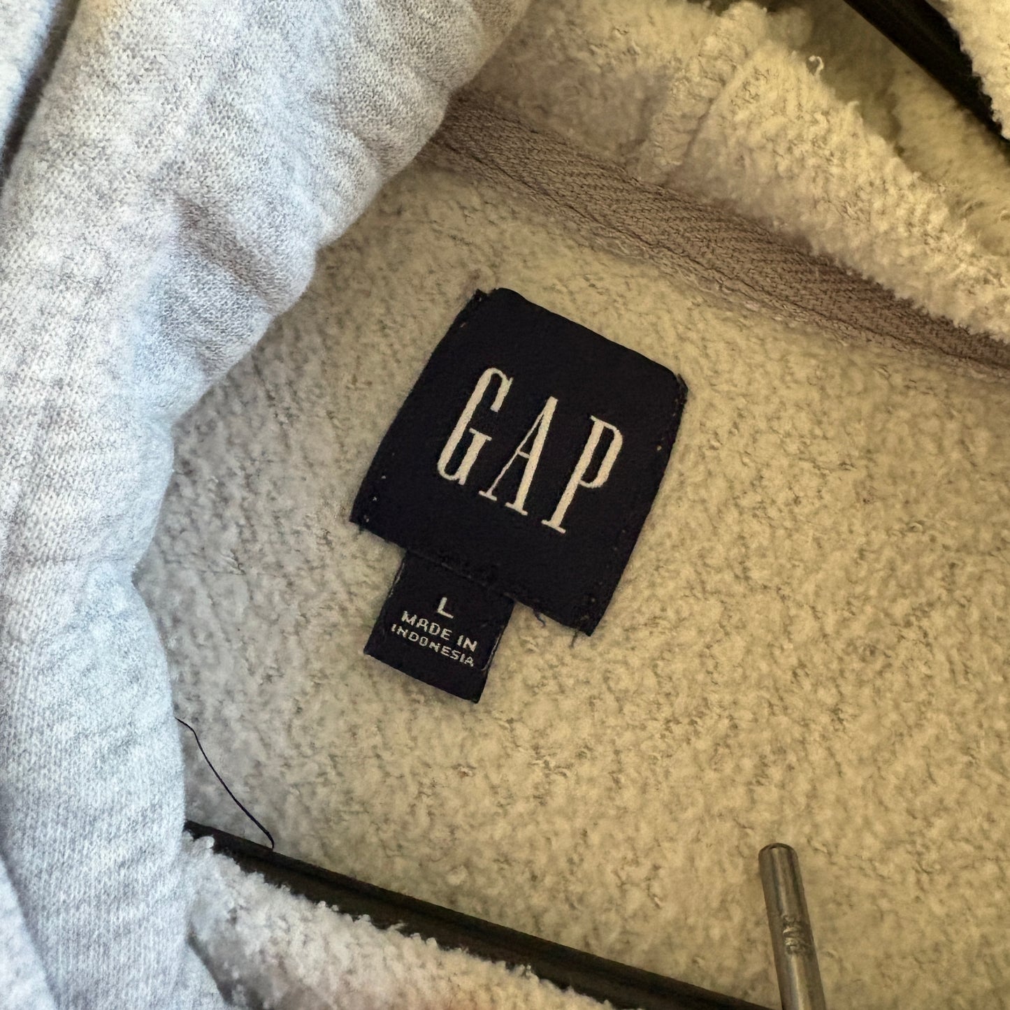 Vintage Gap Grey Spellout Embroidered Hoodie Sweatshirt - L
