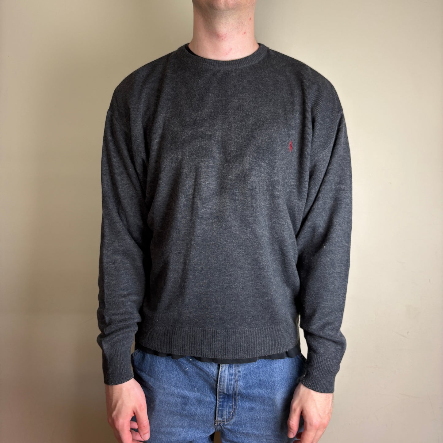 Vintage Ralph Lauren Grey Knit Jumper - L