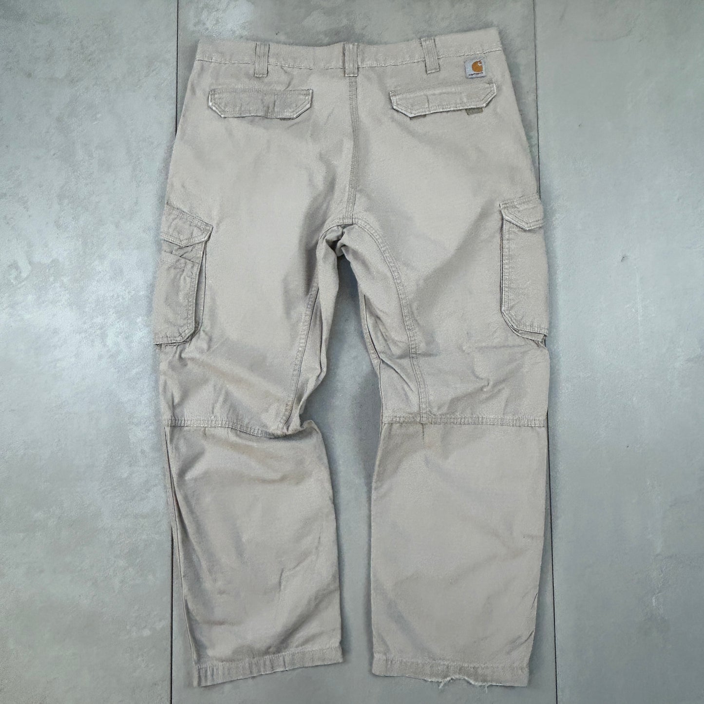 Vintage Carhartt Workwear Carpenter Cargo Cream Tan Baggy Trousers - 40