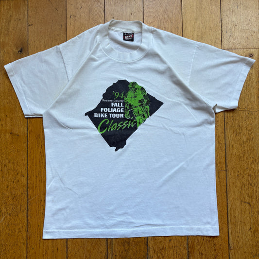 Vintage 1994 Cycling Single Stitch Graphic White T-Shirt - M
